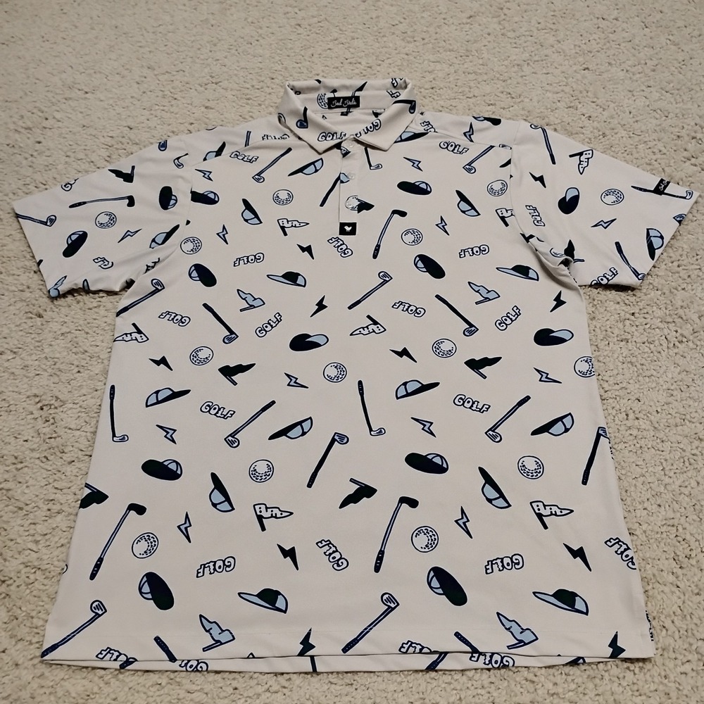 Bad Birdie Polo Shirt Mens XL Multicolor Golf Performance Yard Sale Logo Stretch
